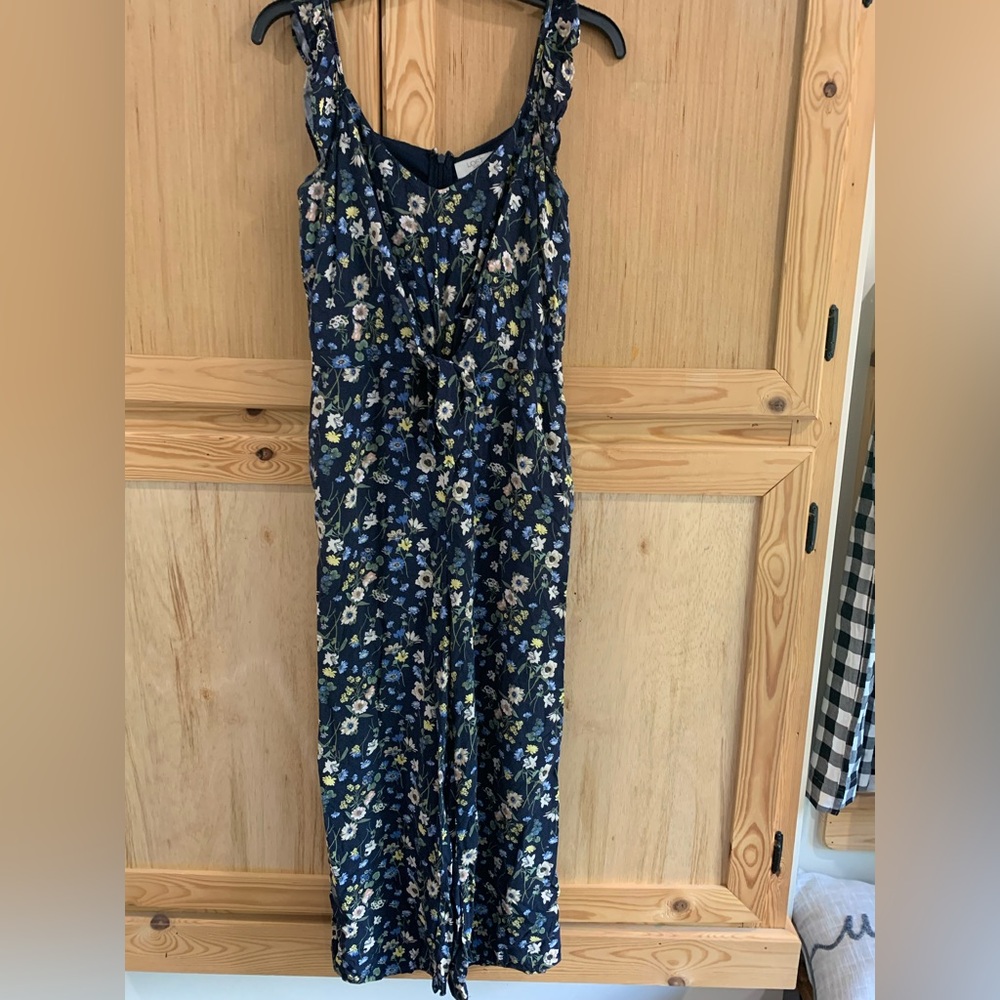 LOFT Navy Floral Jumpsuit